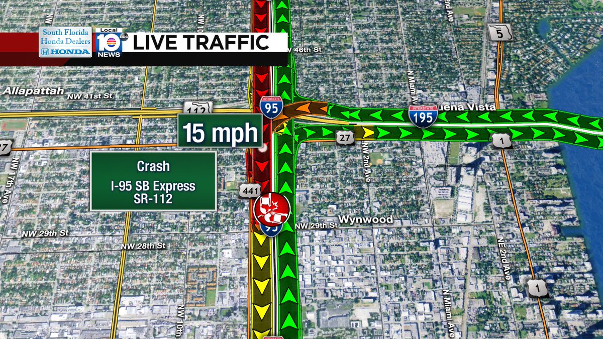 Crash on I-95 SB Express at SR-112 #traffic https://t.co/qyKNgEunx7