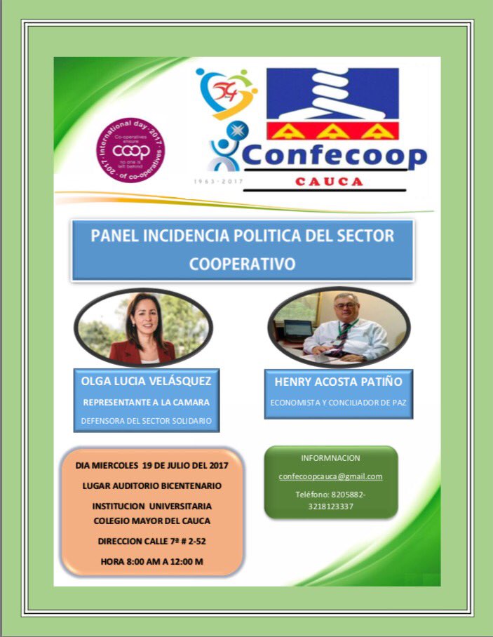 cooperativasenr's tweet photo. Próximo 19 de Julio #ConfecoopCauca los invita a participar en festejo del día de las cooperativas, Popayan @OlgaLVelasquez @ConfecoopCol https://t.co/yc4RMlA0XJ