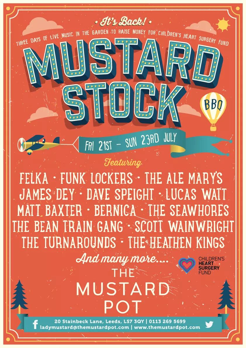 Mustardpot's tweet photo. Not long now folks until our big event of the year. Friday starts 5pm with #BERNICA
#FELKA #THEHEATHENKINGS #FUNKLOCKERS  #mustardstock2017 https://t.co/BgliTLt4je