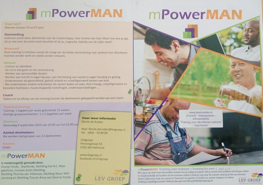 LEVgroep's tweet photo. In september start #mPowerMAN weer, een training voor mannen gericht op actieve deelname aan de maatschappij. Zie https://t.co/x4tDzILStD https://t.co/ArTAYLFgB6