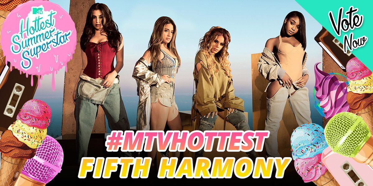MTVMusicUK's tweet photo. First up we have @FifthHarmony! To vote for the girls use #MTVHottest Fifth Harmony from 6pm today 💖 https://t.co/E8uQZ1Y2ZJ