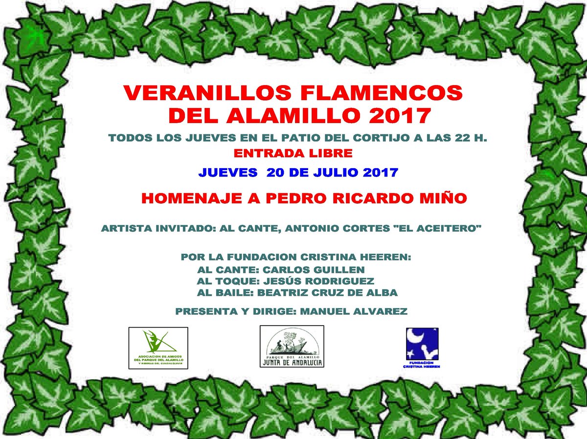 PSentirFlamenco's tweet photo. Homenaje a Pedro Ricardo Miño en los Veranillos Flamencos del Alamillo, jueves 20 de julio a las 22 horas https://t.co/vIknILbejx