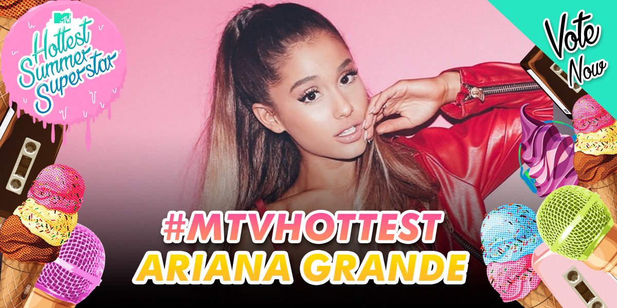MTVMusicUK's tweet photo. The next contender is @ArianaGrande! To vote use #MTVHottest Ariana Grande from 6pm today! 😍 https://t.co/F8MGLndUM9