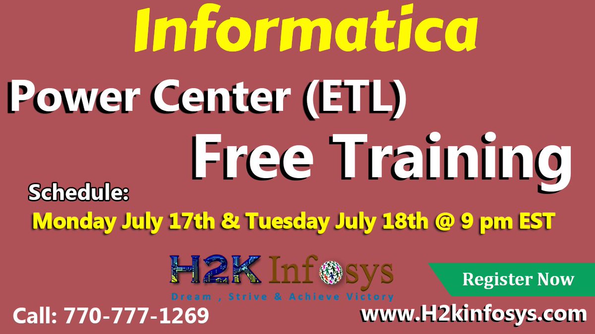 h2kinfosys's tweet photo. #Informatica Power Center (#ETL) #Free #Training by #H2kinfosys
Today @ 9pm EST Register Now: https://t.co/4C8ILl6d3s
#Informaticatraining https://t.co/q8FLcv7Cr9