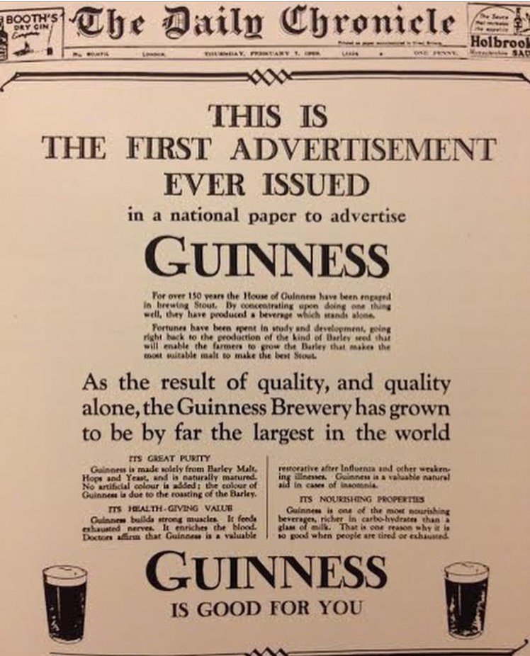 theoldstorehous's tweet photo. #Guinness #FirstAdvertisement https://t.co/EQkCNuuWdQ