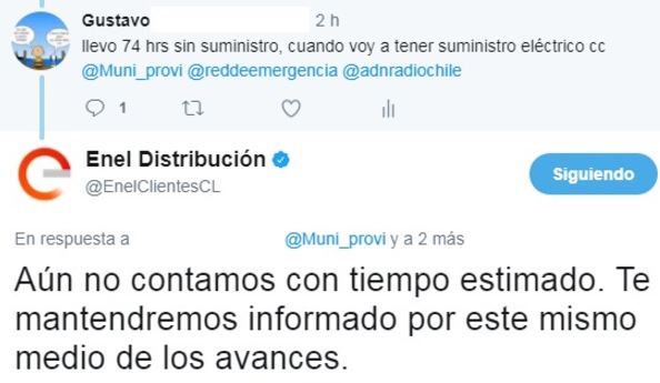 REMIGIO_C's tweet photo. @Muni_provi @canal13 @biobio @adnradiochile @radiolaclave 78hrs sin luz!!!  mis hijos se fueron a un hotel! y @EnelClientesCL no tiene idea? https://t.co/MK64MMX8X4
