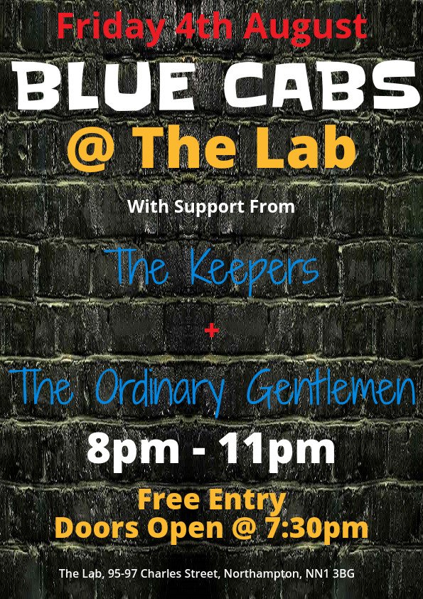 We're at @Thelabnorthants on Fri 4th August with top support from @thekeepersUK + The Ordinary Gentlemen! Free Entry - Doors Open @ 7:30pm