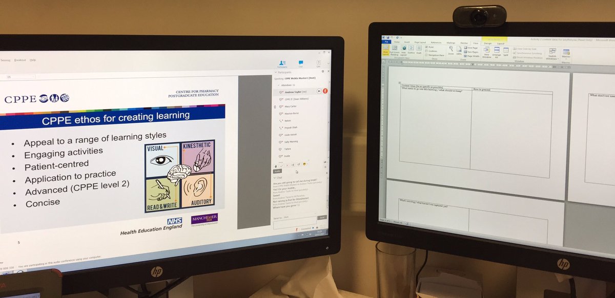 <a href="/cppeengland/">CPPE</a> Webinar design meeting for Arrhythmias e-learning underway. Joined by @CPPE_Layla and <a href="/KnowYourPulse/">Arrhythmia Alliance</a>