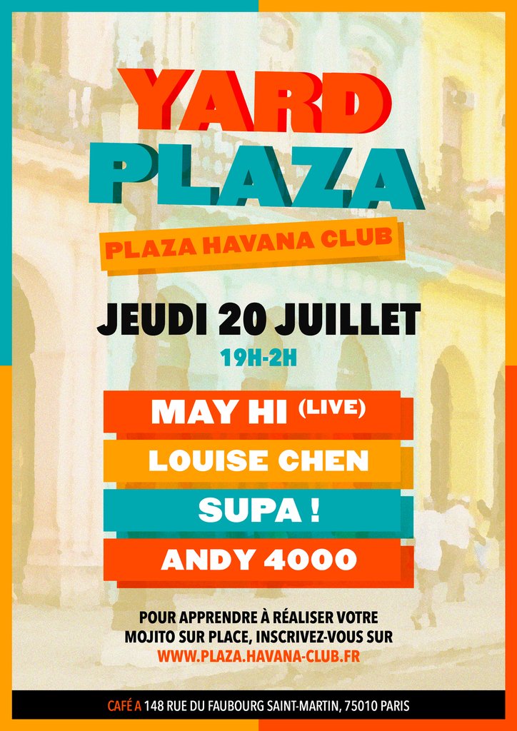JEUDI, YARD sera au #PlazaHavanaClub avec Louise @CHCHCHEN_, <a href="/Supaneversmiles/">Supa</a>, Andy4000 et un live de @May_High. 💃
> bit.ly/2u5tGlK