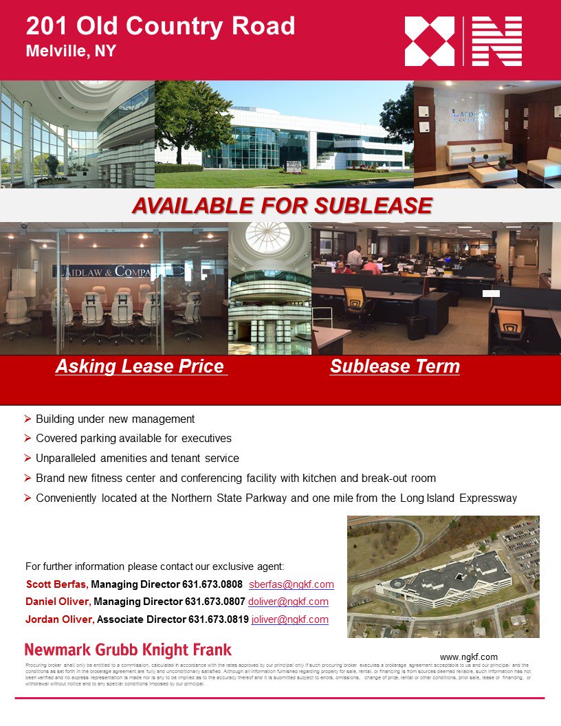 LongIslandCRE's tweet image. 9,022 SF Avail for Sublease in Melville, NY. Term thru Dec 2019 or longer.
Great Location. Jordan Oliver 631.673.0819 for info. #CRE #LIBN