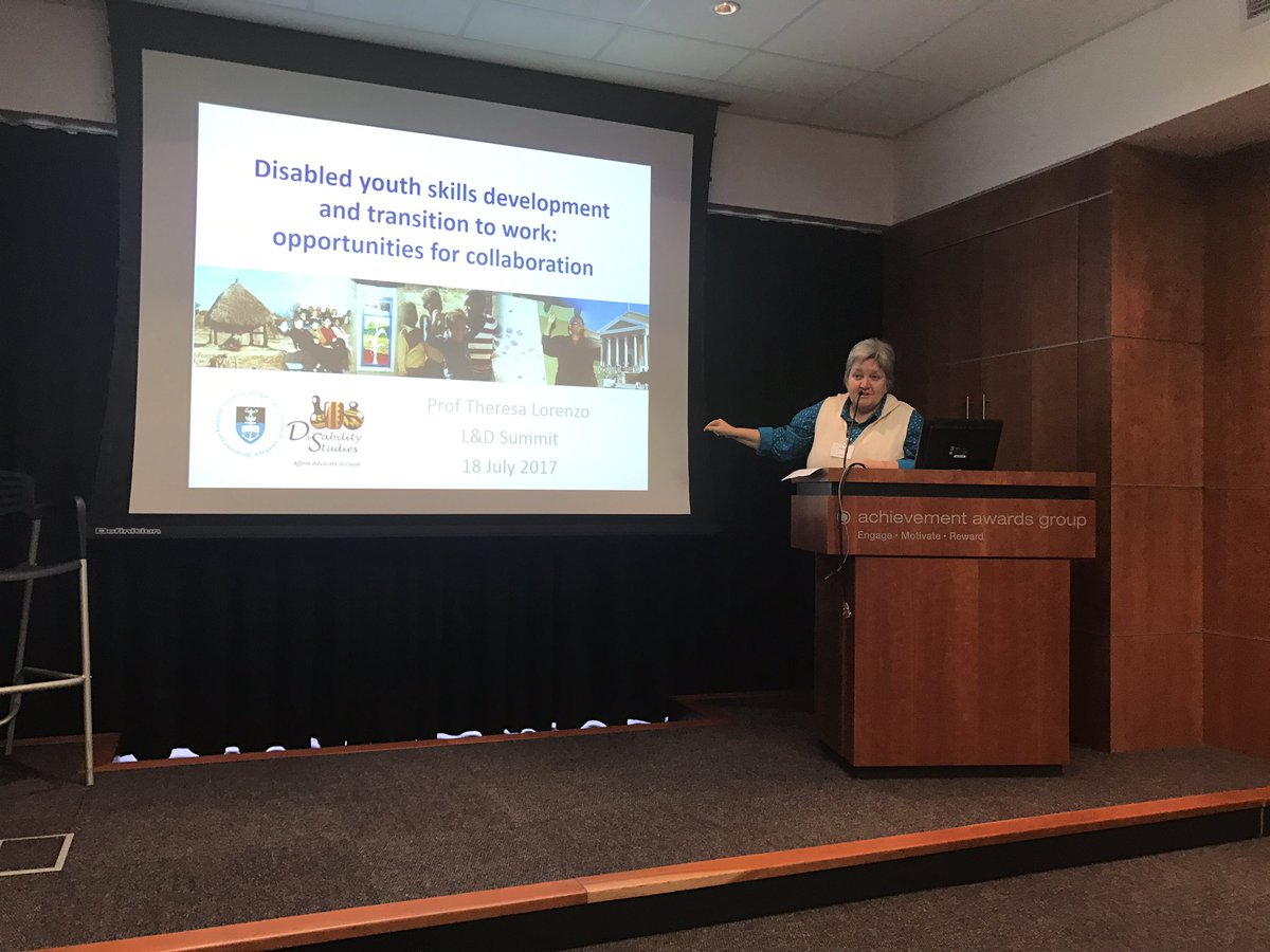 DermotSA's tweet photo. Theresa, #professor at @UCT_news, speaking on #DisabilityEmployment &amp; #disabled #youth #skills development &amp; #work needs 
#HROpsForum https://t.co/D792T74yvB