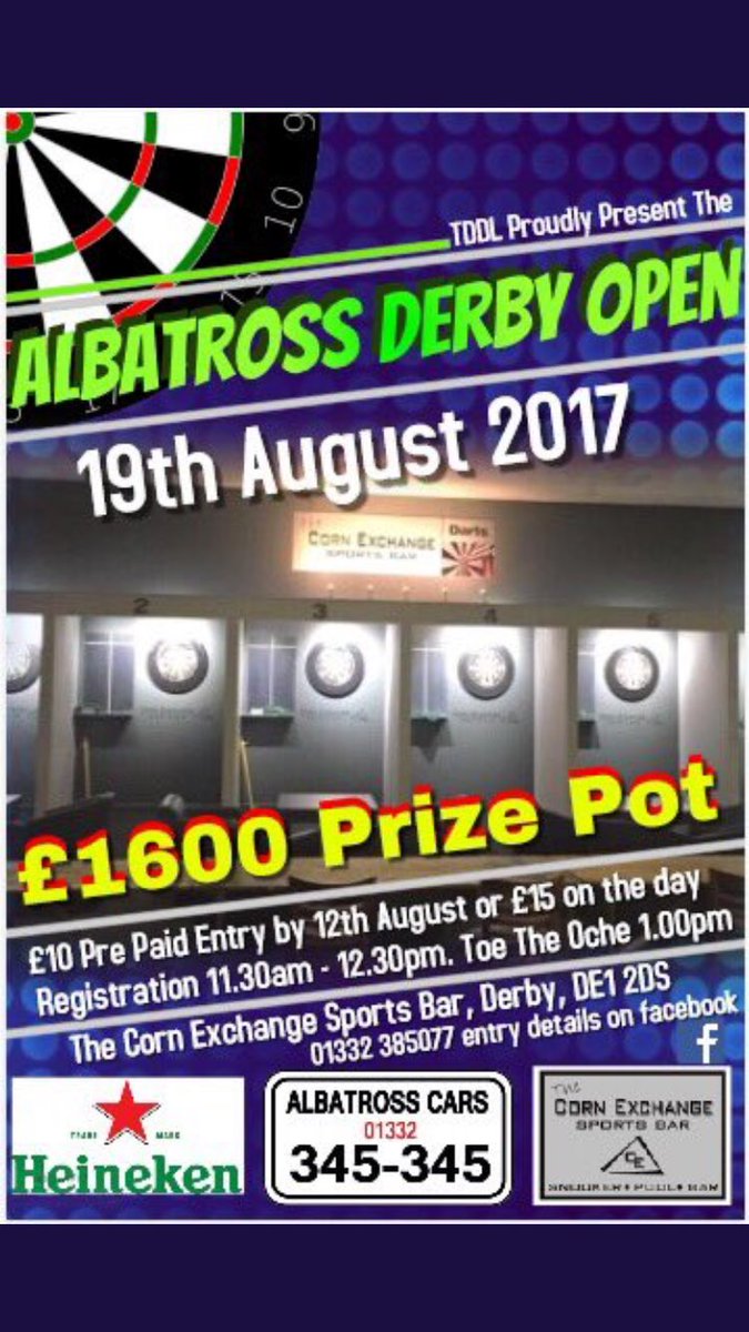 TDDL Derby Darts Open. £1600 prize pot #darts #derbytown #pdc #arrows #DARTSLIVE