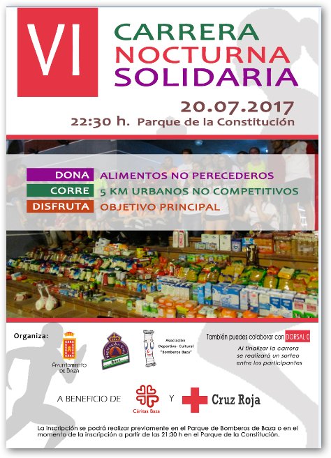 pcivilbaza's tweet photo. Vuelve la VI Carrera Nocturna Solidaria a las calles de #Baza. Este jueves, 20 de julio, DONA, CORRE Y DISFRUTA 👇🏃‍♀️🏃🙋🙋‍♂️. https://t.co/NnVt6MFUEx