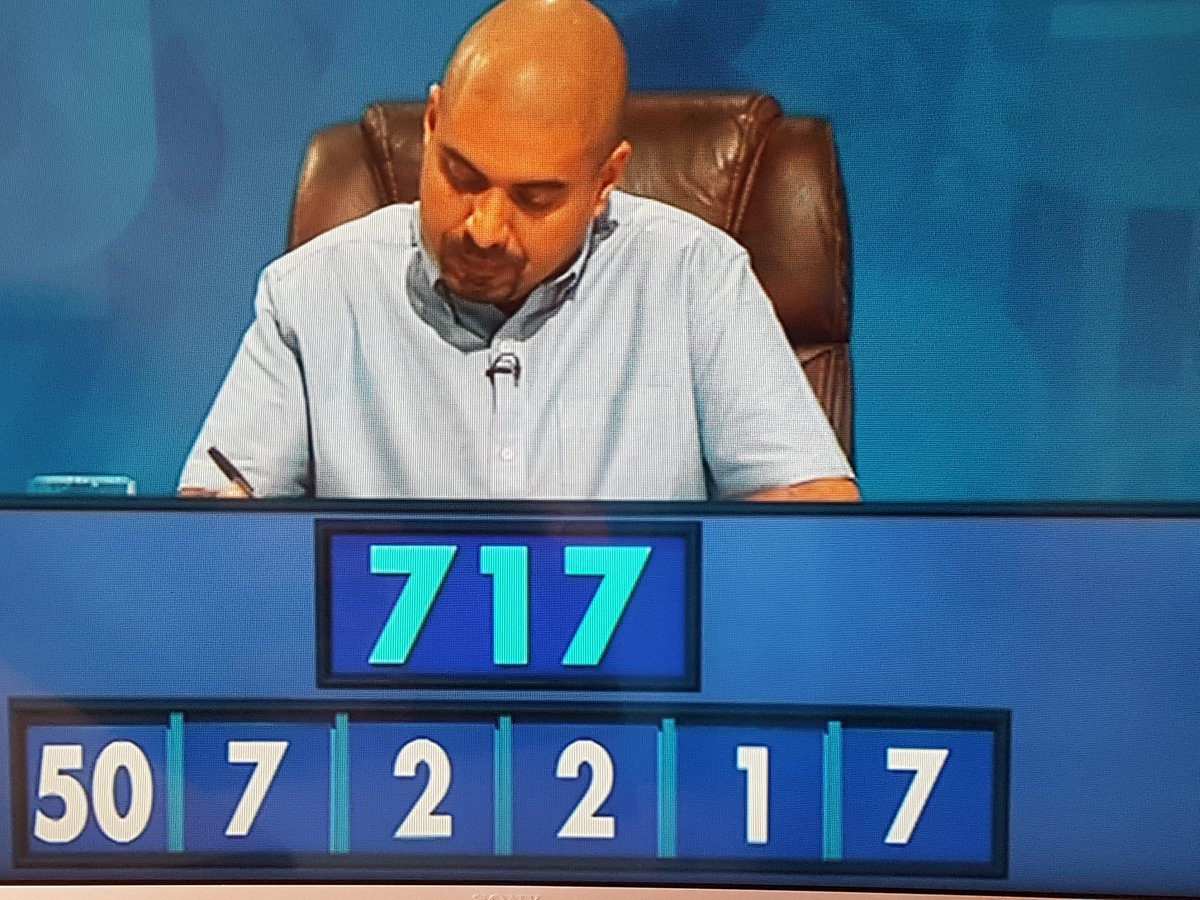 judythevet's tweet photo. Easy! Take the 7 and the 1 and the other 7. Line them up. Boom! #CountdownNumbers https://t.co/dt183sXLFi