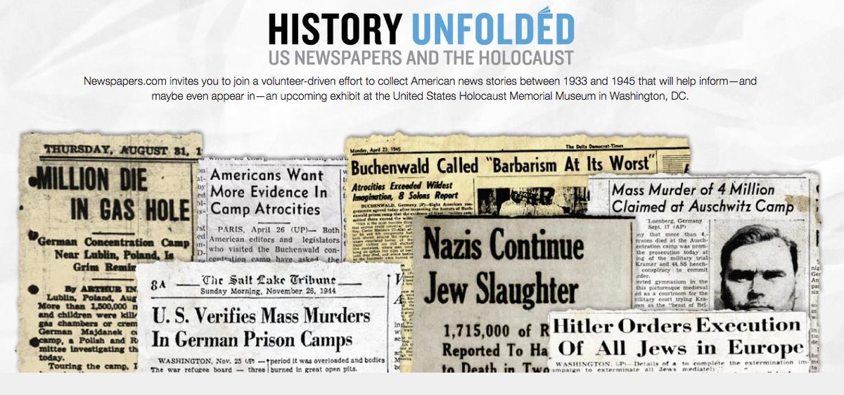 Ancestry's tweet photo. Help preserve history by contributing to an upcoming exhibit at the @HolocaustMuseum using @_Newspapers. Learn more: https://t.co/JttQlQoUue https://t.co/qiUkGIoAj1