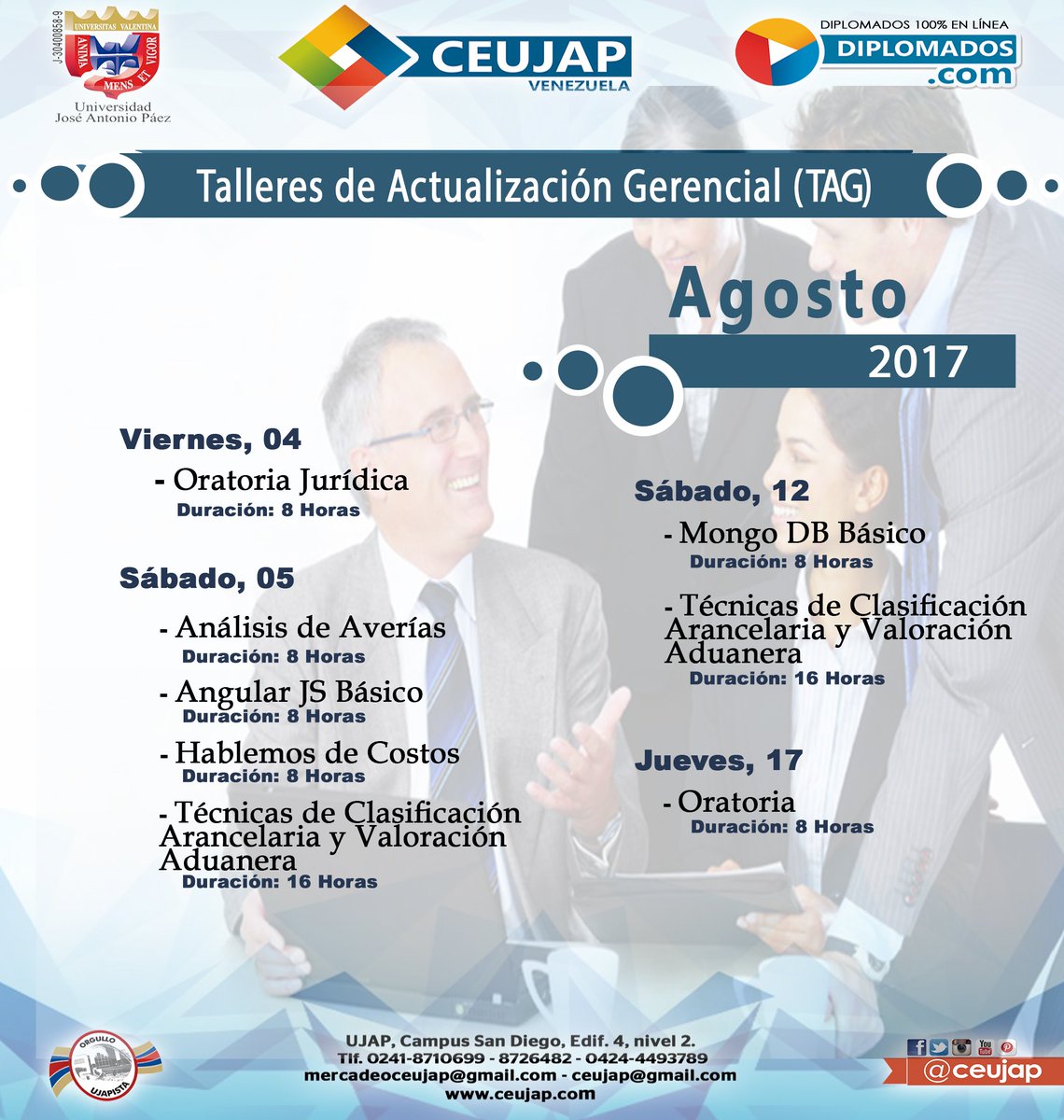 somoscea's tweet photo. En Agosto: #TalleresCEUJAP ! Visita https://t.co/tC685wVHZ7 y únete a nuestros reconocidos Talleres de Actualización Gerencial (TAG). https://t.co/Ze80J8aQW0