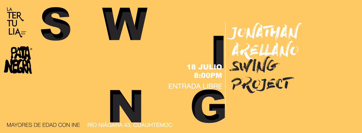 LaTertuliaMx_'s tweet photo. #HOY HOY HOY 💃A bailar con el #SwingProject de @jony0091 en #PataNegraCuauhtémoc 🕶️ 20h #MesDeAniversario #LegendarioBarDeLaCondesa 🎷 https://t.co/umYsa9g0OV