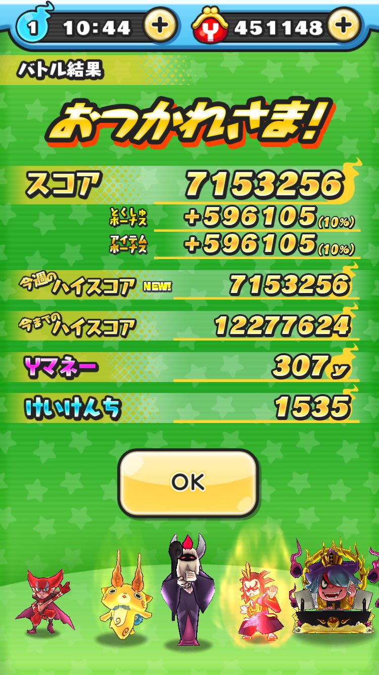 妖怪ウォッチぷにぷに専門チャンネル 今週のスコアアタックです 初回は約700万点で現時点で4300位でした アタッカーと攻撃力アップの技レベルをもう少し上げたいのですが 秘伝書が枯渇しています ノ 妖怪ウォッチぷにぷに ぷにぷに 妖怪