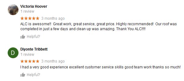 Here's what a few happy customers recently had to say about working with us alcroofing.com