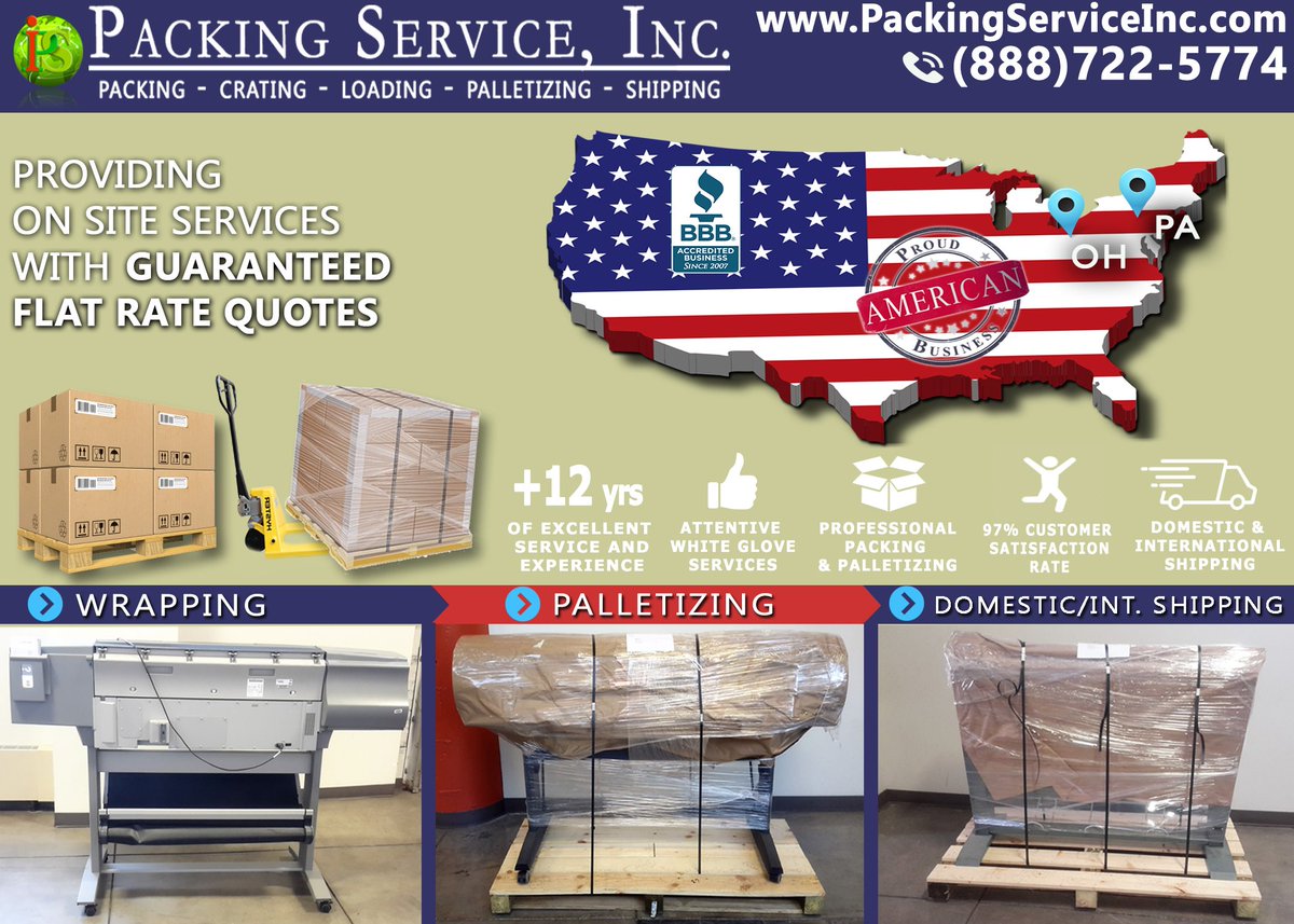 PackingService's tweet photo. Need someone to #Crate | #Pack | #Load | #Palletize | #Ship ? Packing Service, Inc has you covered! Call (800) 722-5774 Today! https://t.co/X8PoK9Hqpz
