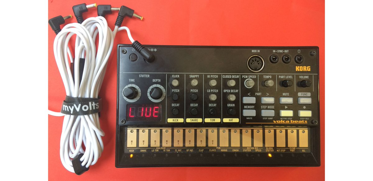 carolinezoids's tweet photo. NEW myVolts #Korg Volca 5-way power splitter cable in WHITE! I've 2 on my desk, retweet this for a chance to win one, I'll pick Thursday! https://t.co/s6Gv0pYS2c