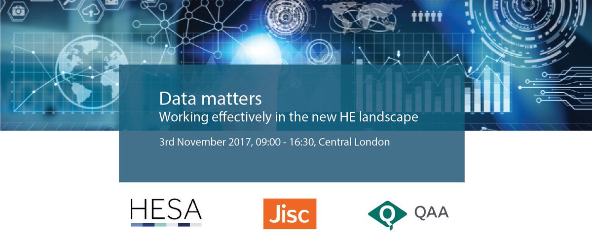 QAAtweets's tweet photo. The #HEDataMatters17 conference Nov 3 London - using data to improve the student experience https://t.co/lsPYhfpQjR #M5Group @Jisc @ukhesa https://t.co/95S9CygVt7