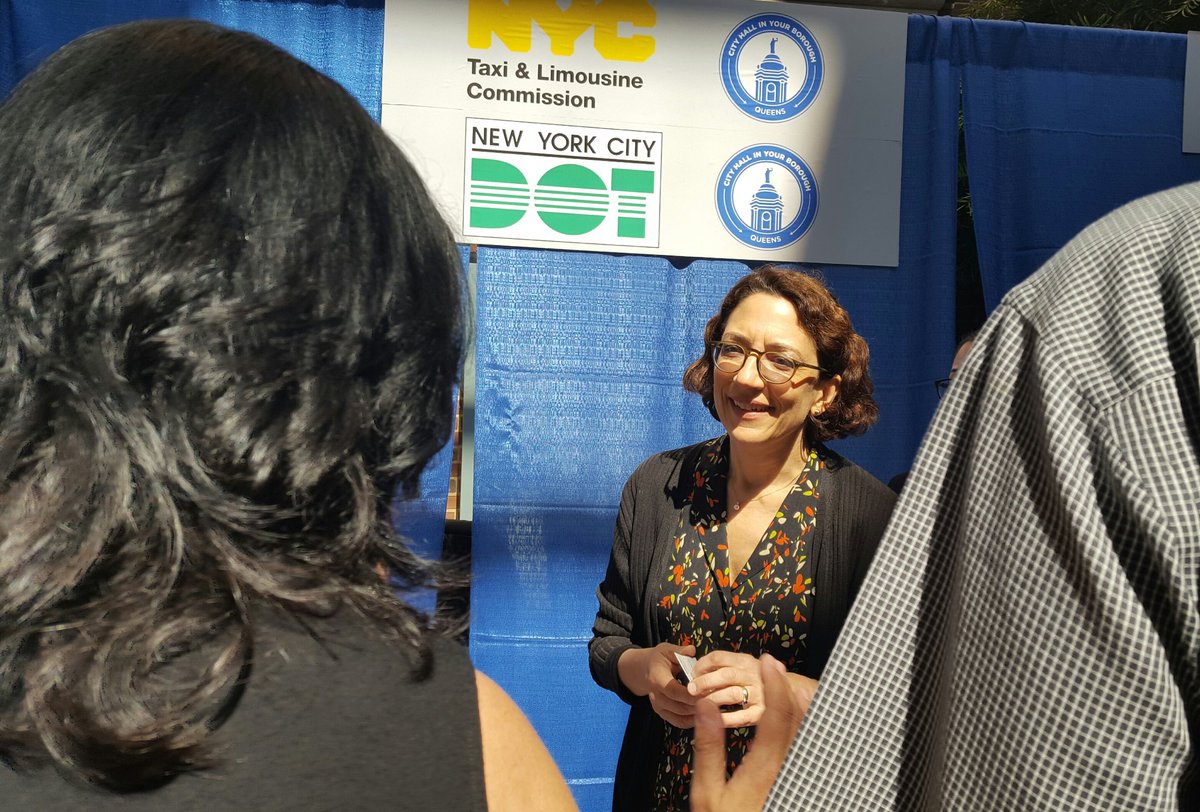 NYC DOT Commissioner Polly Trottenberg speaks with community members in Queens