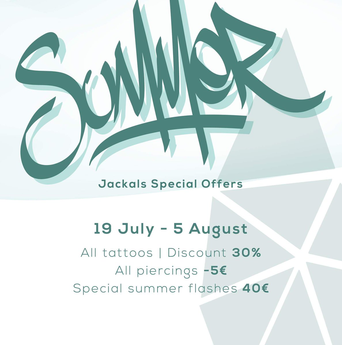 JackalsTattoo's tweet photo. Summer offer https://t.co/7ODJKs1K4P