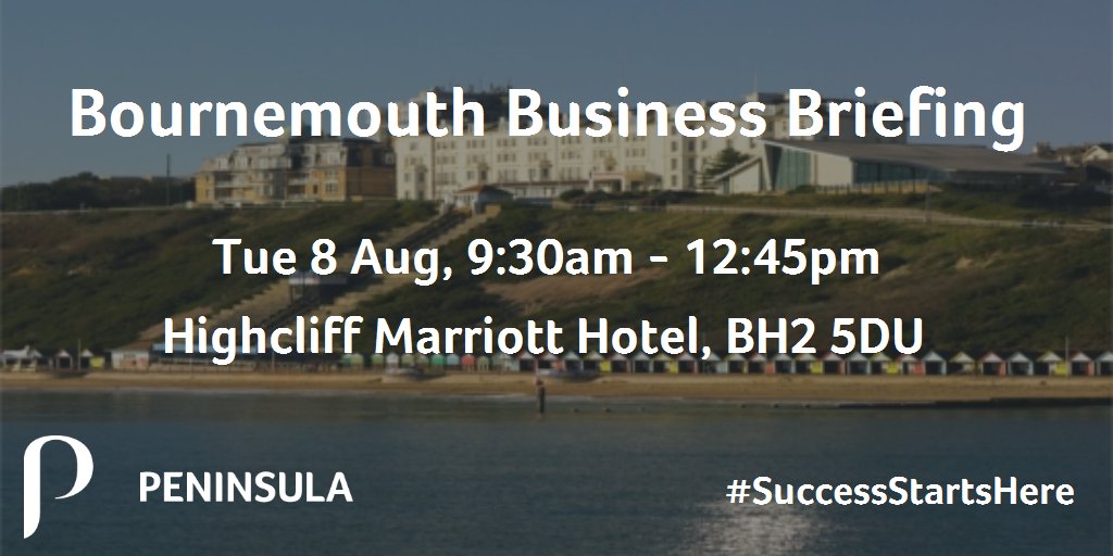 Join us for our free #PeninsulaBizBriefing <a href="/BmouthMarriott/">Bournemouth Marriott</a> where our experts will discuss #ukemplaw &amp; H&amp;S bit.ly/2veRCl6