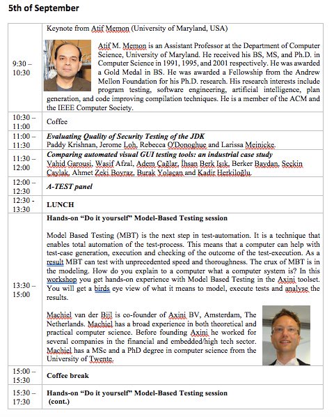 tanja_vos's tweet photo. #ATEST 2017 program. Paderborn 4-5 September before #FSEConf https://t.co/Tee0I58ika https://t.co/eSVnuAwqZX @DrSEldh @WishnuPrasetya https://t.co/JCrZhTuCp7