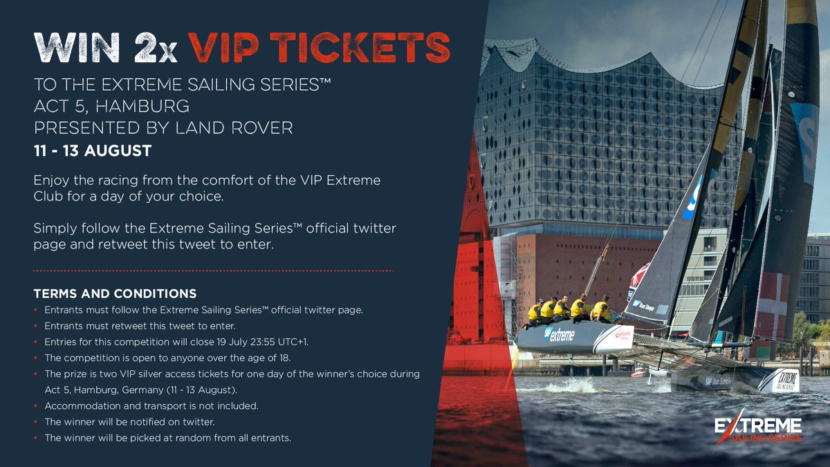 Not long left to enter our #extremesailing #Hamburg #competition. #RT this tweet &amp; follow us on <a href="/twitter/">Twitter</a> to enter. Good Luck! #VIP #win