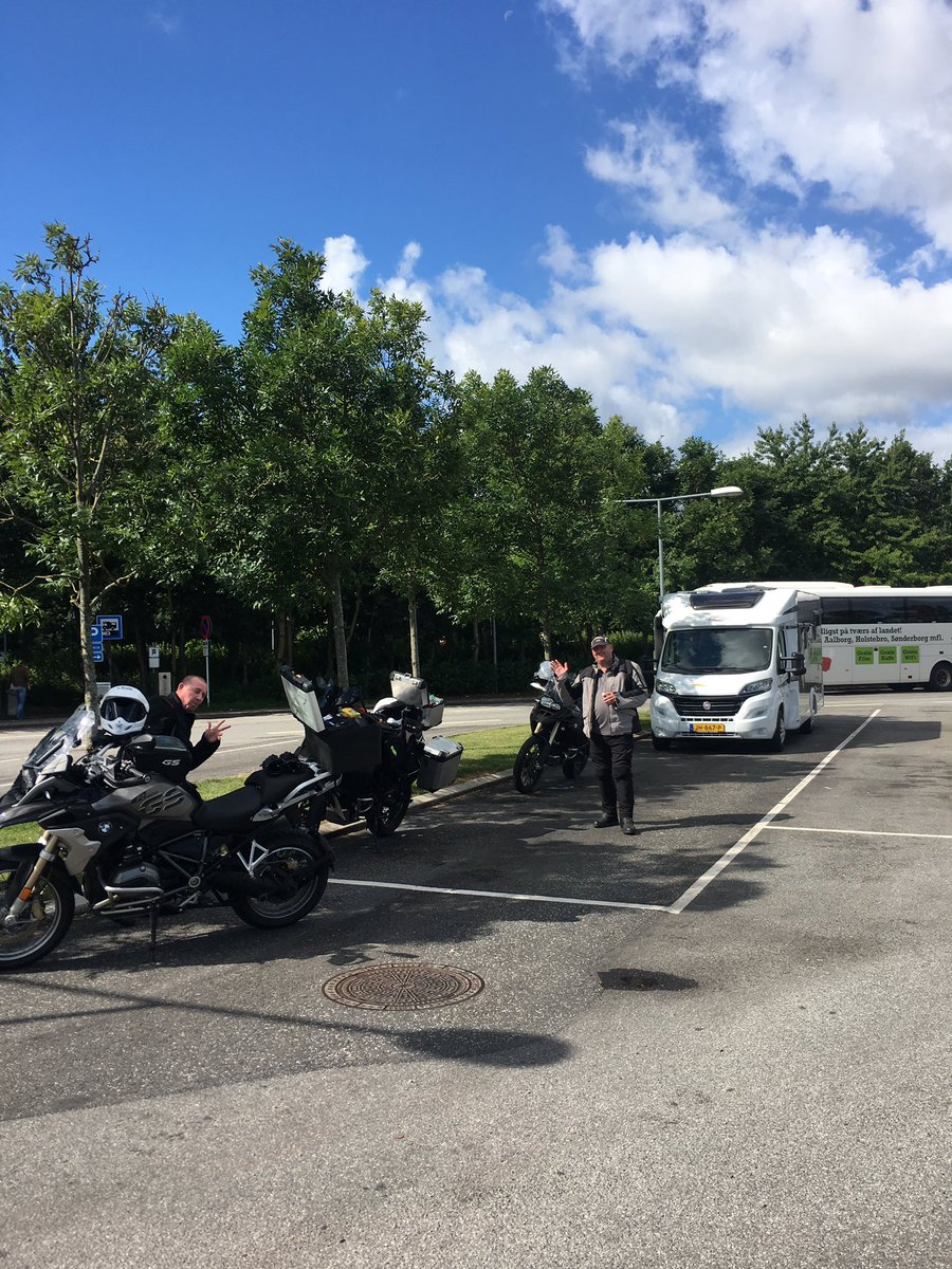 Pit stop in Denmark , on our way to the arctic circle . Inspired by <a href="/mcgregor_ewan/">🦗</a> and charley boormans long way round , #bmwadventure