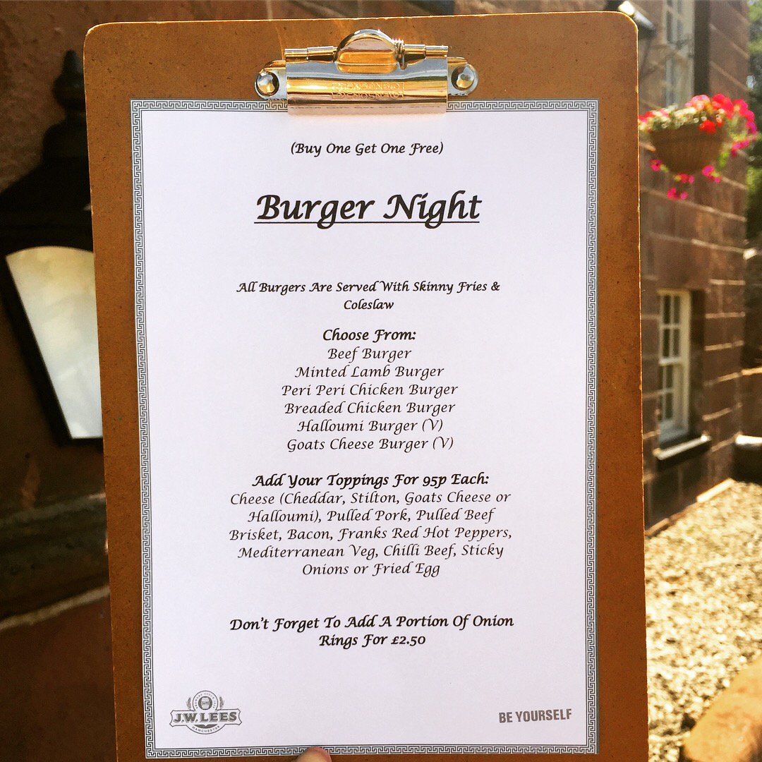 VRoyalAbbeyArms's tweet photo. It’s burger night!! Build your own burger and GET ONE FREE! 🍔🍔 #bringafriend #burgernight #goodfood #BOGOFcheshire #haveoneonus https://t.co/okcx9MpRRx