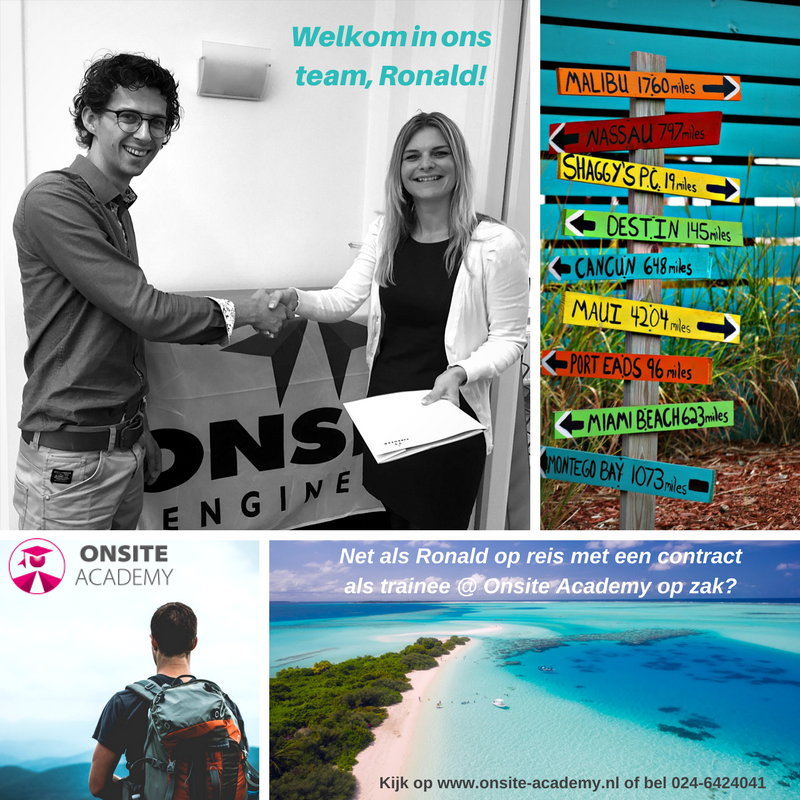 OnsiteAcademy's tweet photo. Welkom, Ronald! Net als Ronald op reis met een contract als trainee @OnsiteAcademy op zak? https://t.co/idxVV04JOE? #OnsiteTalentPlan https://t.co/xsSw7bz4x7