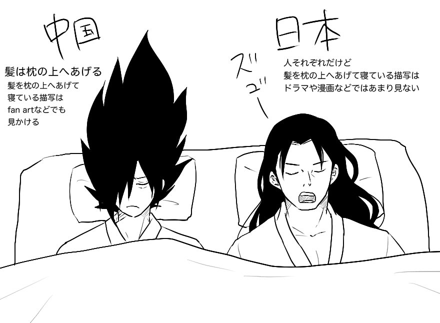 Wakame Twitterissa 先日知ったんだけど は寝る時 髪の毛を枕の上へあげるのが一般的なんだとか