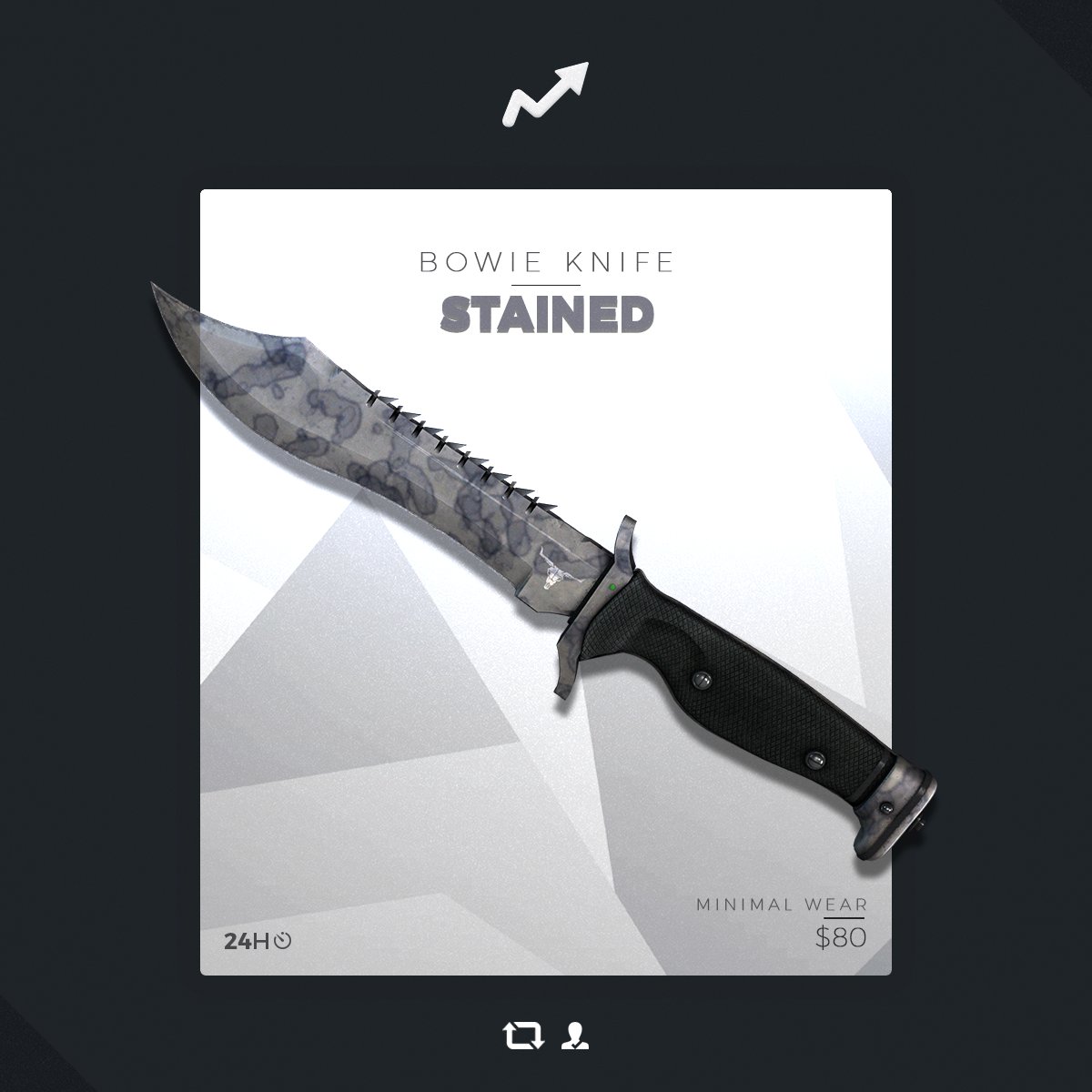 skinupgg's tweet photo. 🐺🐺🐺BOWIE KNIFE STAINED FOR FREE

3 STEPS
1️⃣ RETWEET THIS TWEET
2️⃣ FOLLOW @skinupgg 
3️⃣ VISIT https://t.co/PzSIIEXnjp

GOOD LUCK https://t.co/gauSc6fg1Q