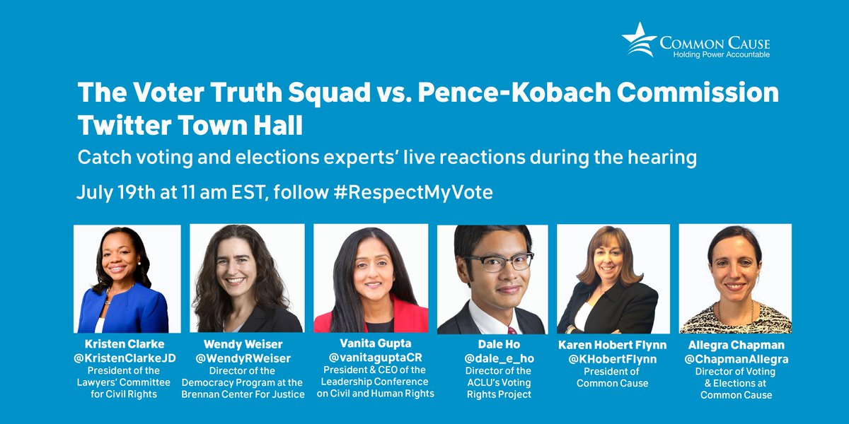 Tomorrow we gather the nation's leading voting rights experts to fact check the Pence-Kobach commission. Follow #RespectMyVote @ 11am EST!