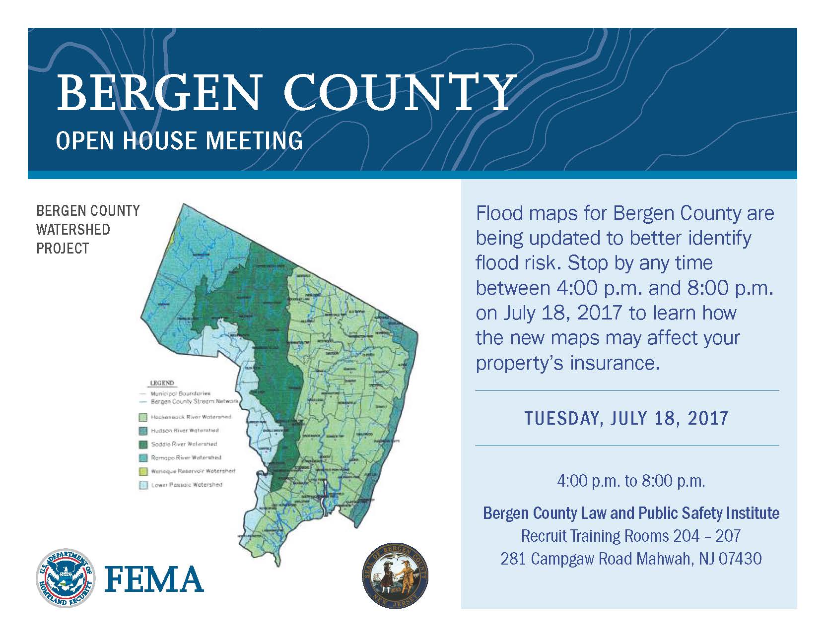 Fema Flood Maps Nj Fema Region 2 On Twitter: "See New @Femaregion2 Flood Maps Tonight (7/18)  From 4-8 Pm At Bergen County Law And Public Safety Institute, Mahwah, Nj  #Knowyourfloodrisk Https://T.co/Zxehmpvotx" / Twitter