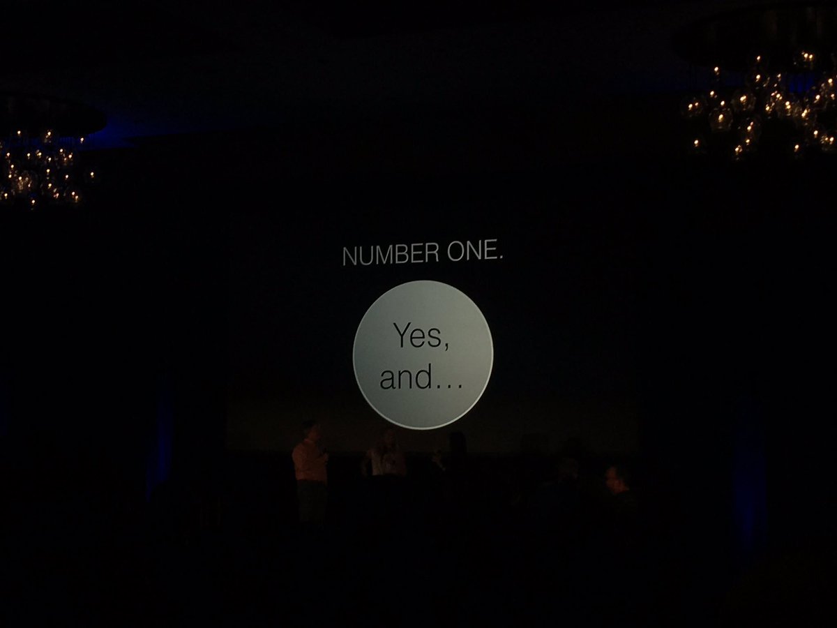 MrsTLeon's tweet photo. Reliving some "yes, and..." motivation. There's an echo, @MthompsonRMS and @kevinozar. #fraserschools #ADE2017 https://t.co/44D7ZZuEbr