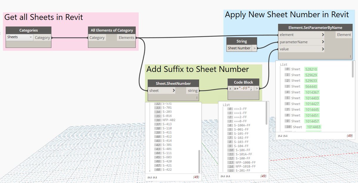 TmnHzll's tweet photo. Can I add a suffix to all my sheets?  yes! #DynamoBIM #DynamoDC #Revit https://t.co/yShwEK27BH