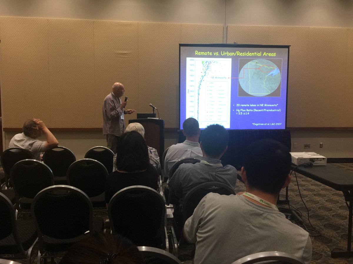 JanekirkHg's tweet photo. Hg research pioneer Bill Fitzgerald presents at the Hg conference Providence, RI on dated lake sediment cores #hg2017 https://t.co/835bnssfCJ