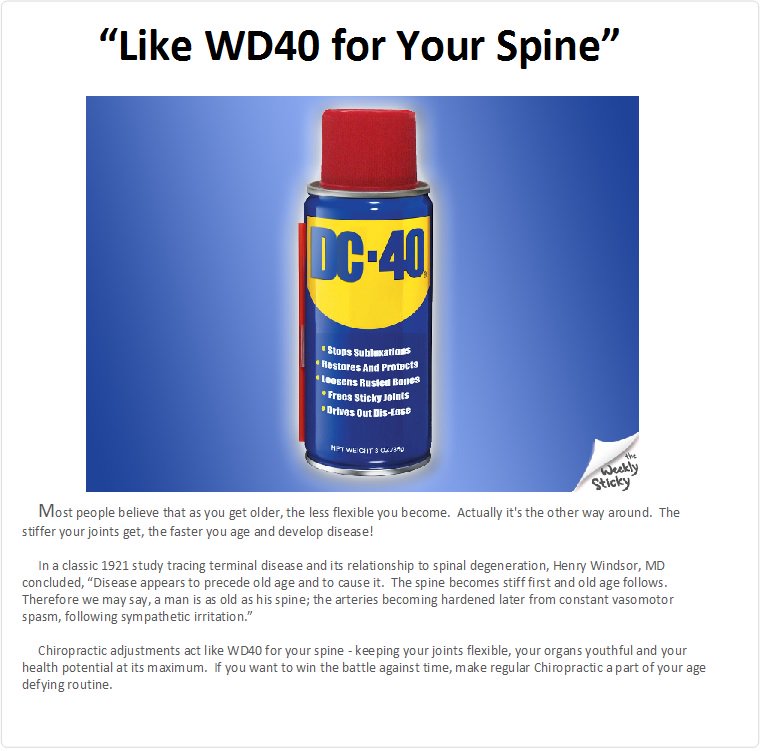 CraftChiroDoc's tweet image. #Chiropractic #WD40 #Backpain #aging #TuesdayThoughts
