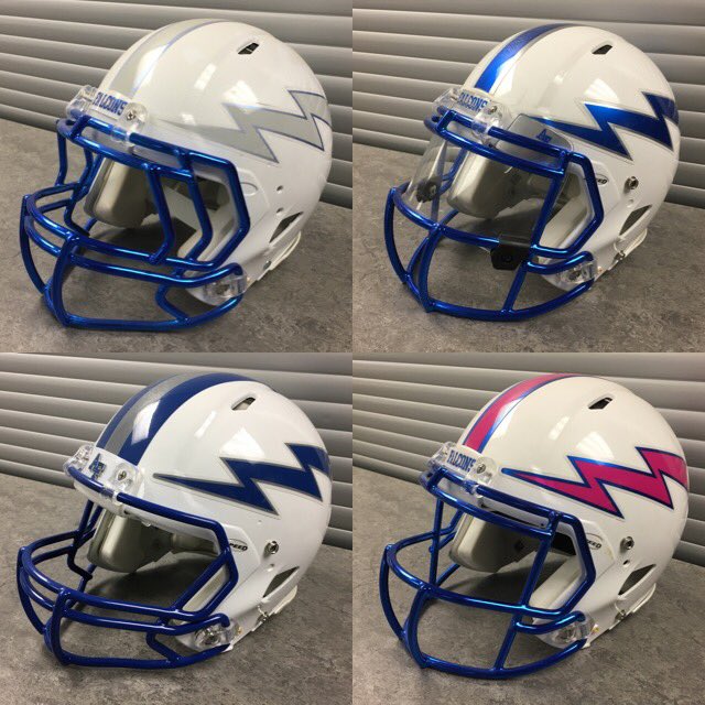 AF_EQUIP's tweet photo. . @AFFootball has worn a ton of awesome lids over the years!! Which one is your favorite? 
⚡️🔵⚪️🏈💪
#LetsFly https://t.co/FqUSHS8rJG