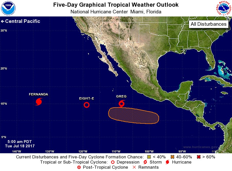 EricBlake12's tweet photo. The eastern Pacific is hitting for the tropical cycle today- disturbance, depression, storm and #hurricane! 😉 https://t.co/hcW4LTDCCX