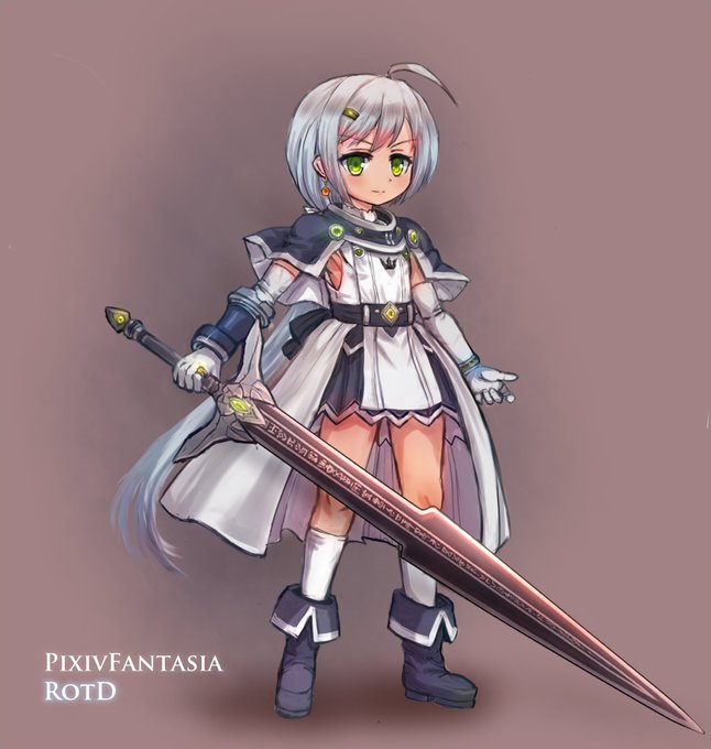 鉄血騎士団に参加するキャラ、ヴァルゼリオス君の絵が出来ました!
名前がかなりごついのは転生前のお爺さん状態の名前を継承しているからです!剣は身長に合わせてサイズダウン。(195㎝→150㎝)自キャラ初の褐色少年かも。 魔剣は指輪から補助動作で召喚できますヾ(≧▽≦) 