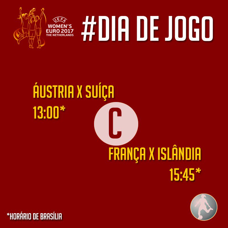 PFF_Oficial's tweet photo. Hoje é a estreia do grupo C!
13h - 🇦🇹 AUS x SUI 🇨🇭
15h45 - 🇫🇷 FRA x ISL 🇮🇸
#WEURO2017 #EUROnoPFF #AUSSUI #FRAISL https://t.co/bSfEhhK0vK