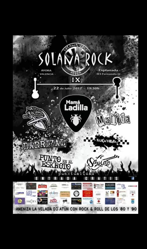 Barrizalbanda's tweet photo. Este #Sábado dia 22 de Julio os esperamos a todos el Solana Rock de #Ayora en este pedazo de #festival con #entradagratuita #punkrock #punk https://t.co/9NvZDifcU0