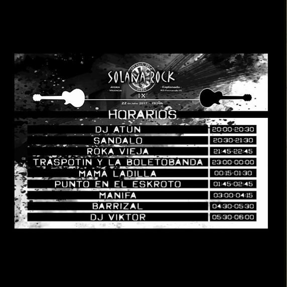Este #Sábado dia 22 de Julio os esperamos a todos el Solana Rock de #Ayora en este pedazo de #festival con #entradagratuita #punkrock #punk