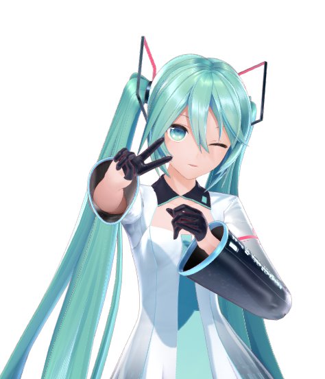 hatsune miku 1girl long hair solo gloves one eye closed twintails black gloves  illustration images