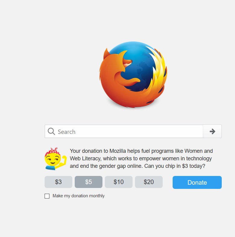 While it's slow as molasses, this is another reason why I stopped using #Firefox: I need a browser, not an agenda tribune. Go <a href="/brave/">Brave</a>!